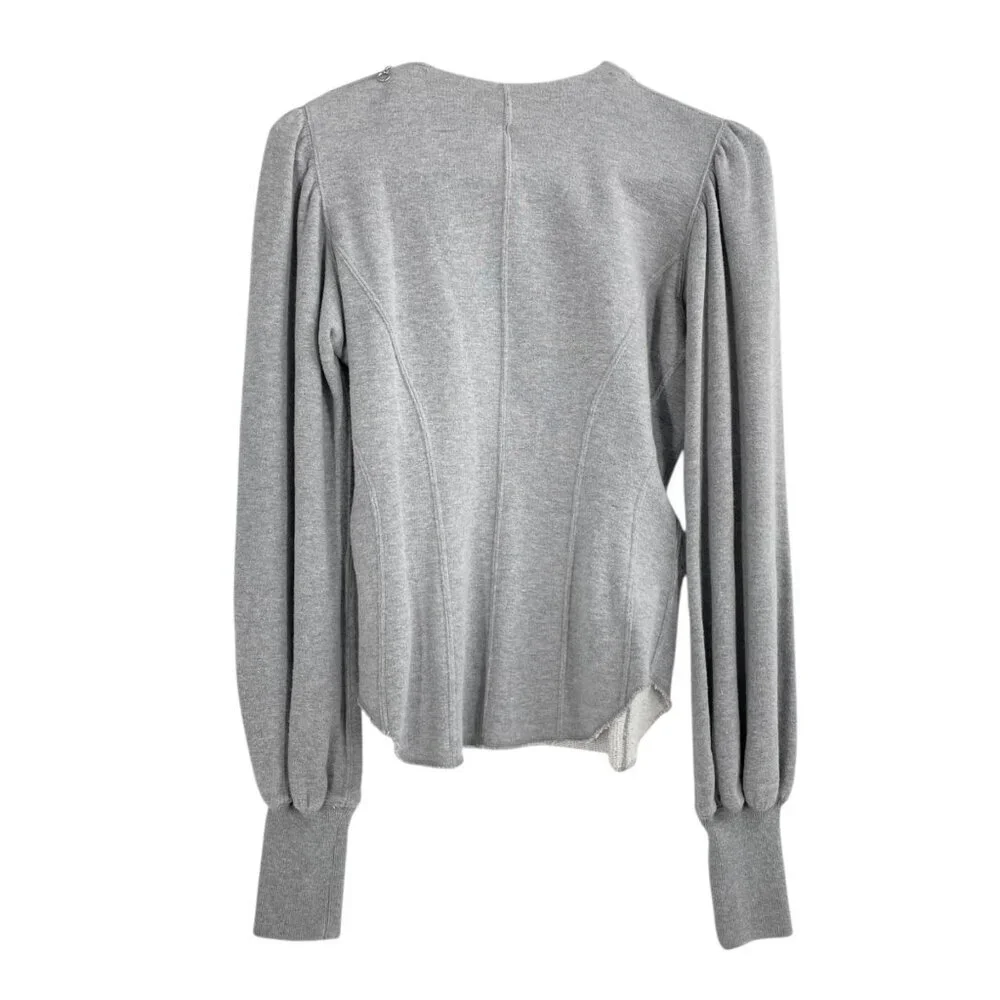 Takeshi Kosaka Y's Gray Puffed Sleeve Cotton Sweater Womens 2 Zipper Shoulder
